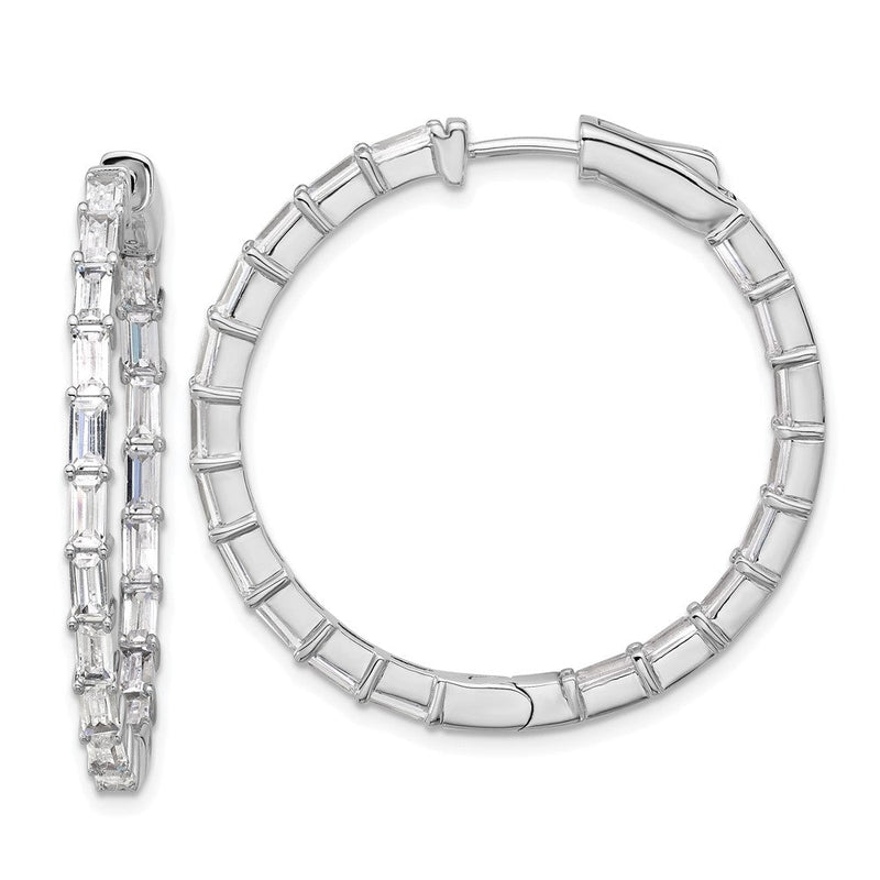 Sterlingsilber Rhodiniert Zirkonia in und Außen Klappbar Creolen
