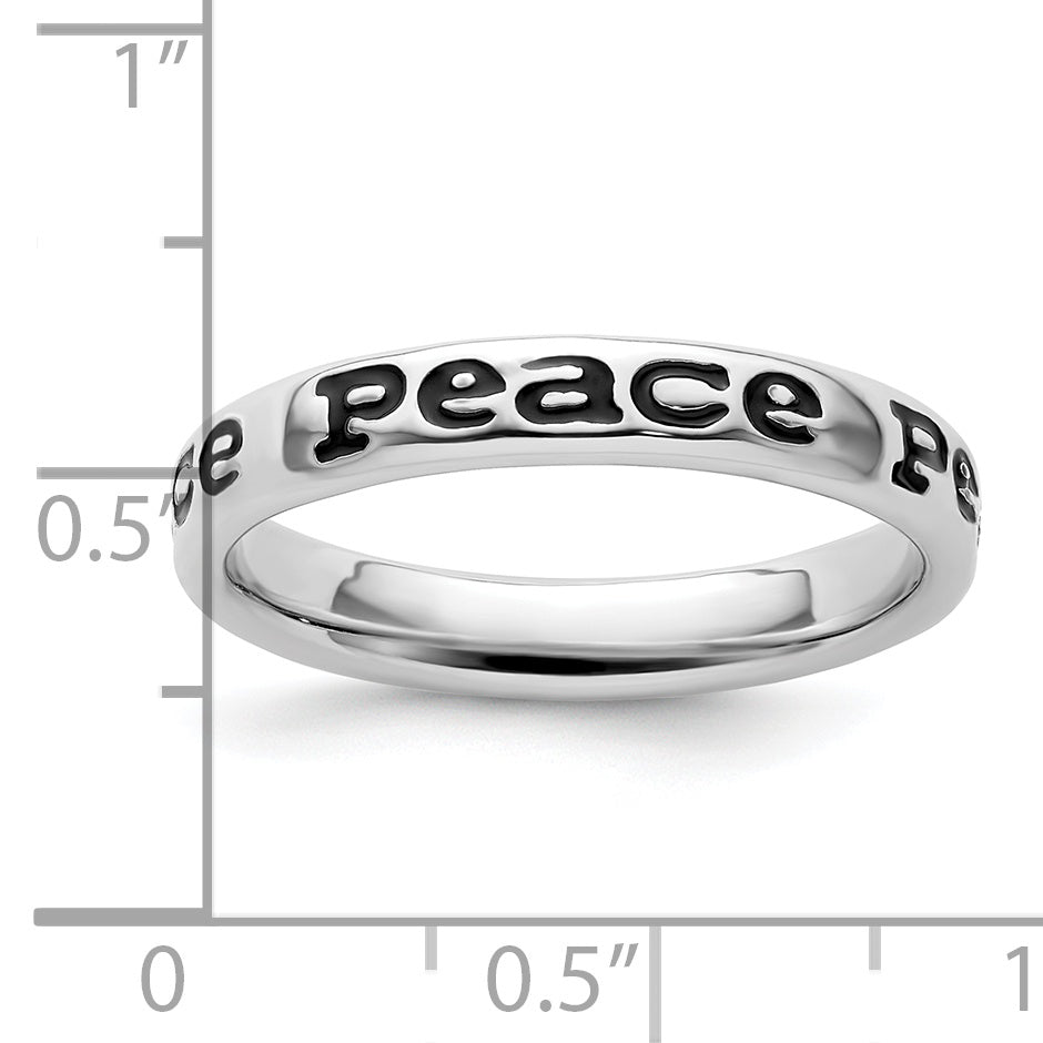 Sterlingsilber Stapelbar Expressions Poliert Emailliert Frieden Ring