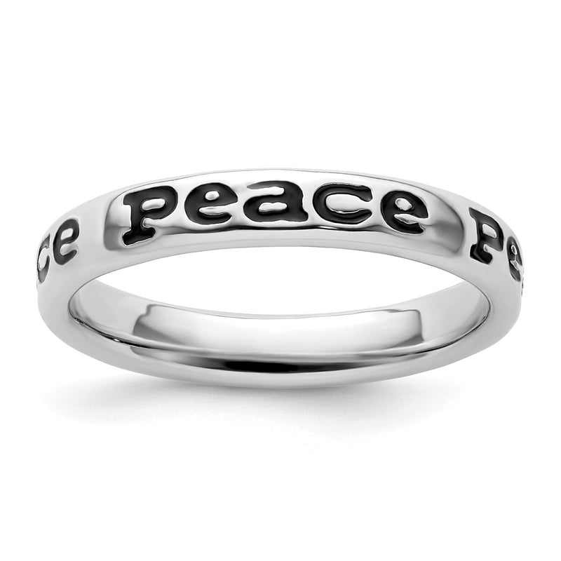Sterlingsilber Stapelbar Expressions Poliert Emailliert Frieden Ring