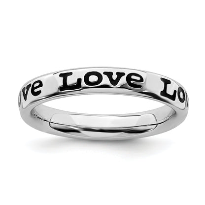 Sterlingsilber Stapelbar Expressions Poliert Emailliert Liebe Ring