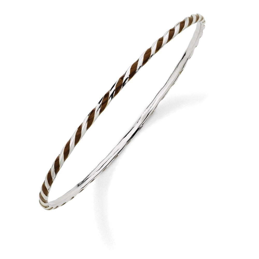 Sterlingsilber Stapelbar Expressions Gedreht Braun Emaille Armreif