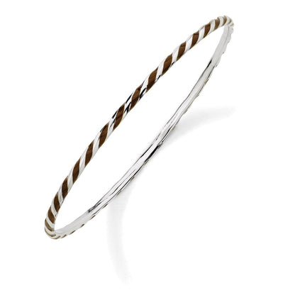 Sterlingsilber Stapelbar Expressions Gedreht Braun Emaille Armreif