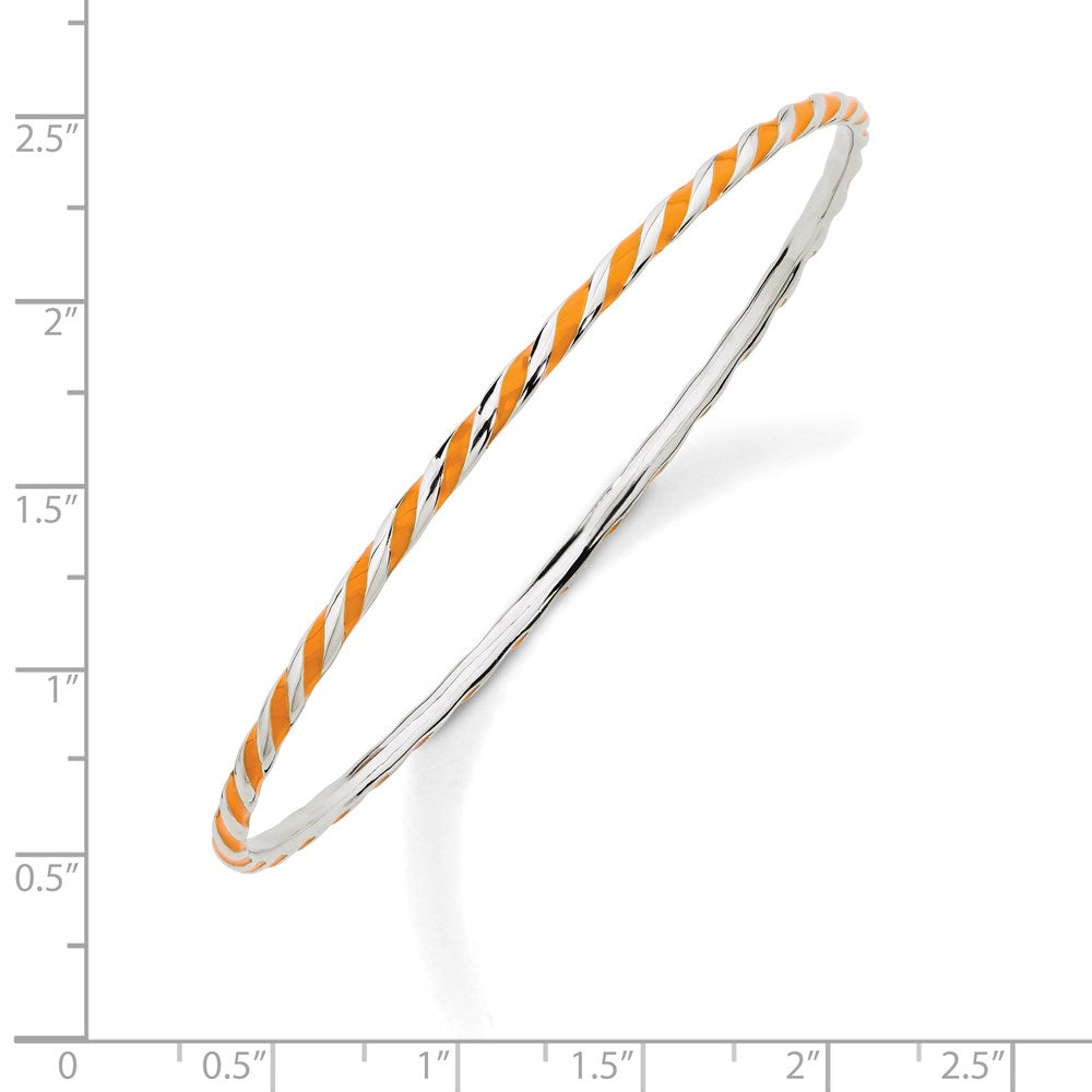 Sterlingsilber Stapelbar Expressions Gedreht Orange Emaille Armreif