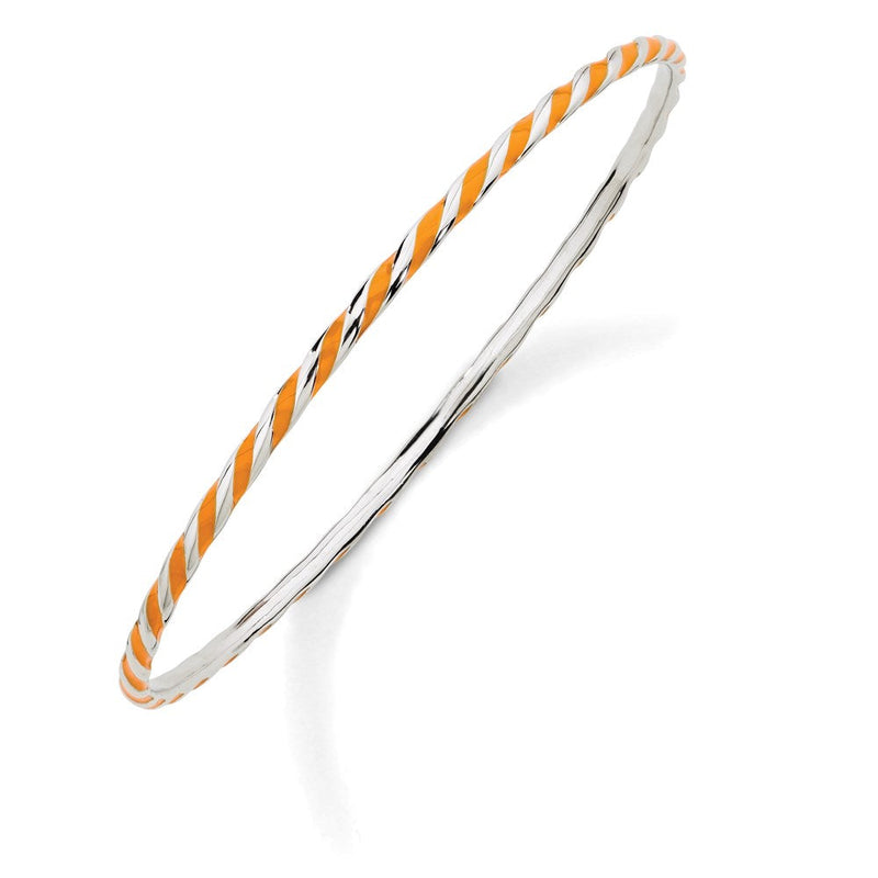 Sterlingsilber Stapelbar Expressions Gedreht Orange Emaille Armreif