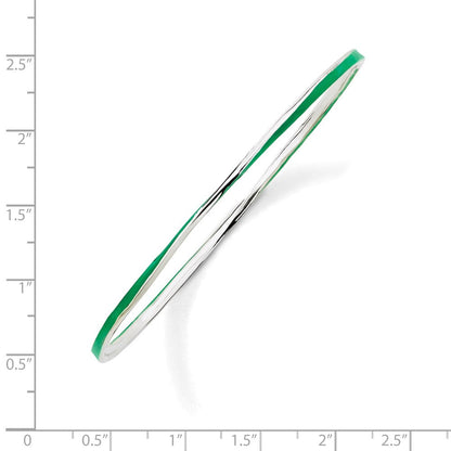 Sterlingsilber Stapelbar Expressions Gedreht Grün Emaille Armreif