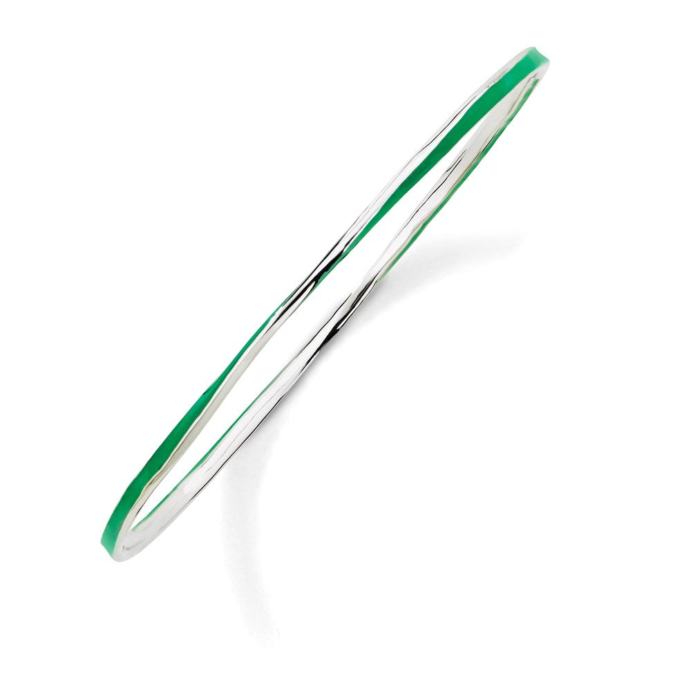 Sterlingsilber Stapelbar Expressions Gedreht Grün Emaille Armreif