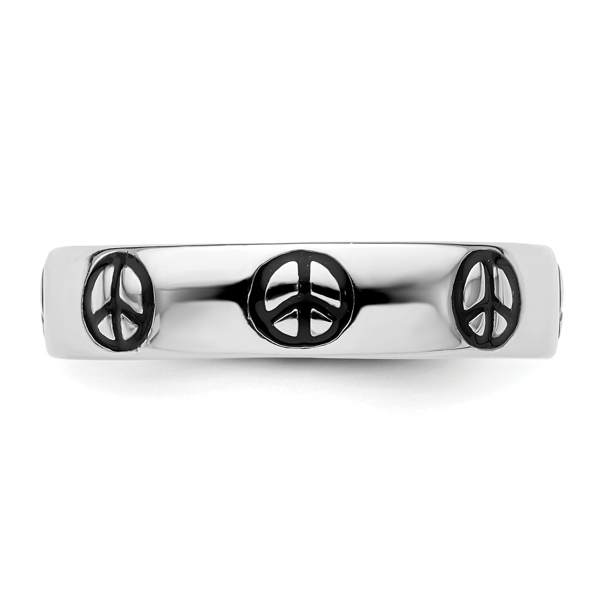 Sterlingsilber Stapelbar Expressions Poliert Emailliert Frieden Zeichen Ring
