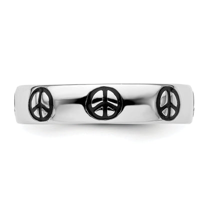 Sterlingsilber Stapelbar Expressions Poliert Emailliert Frieden Zeichen Ring