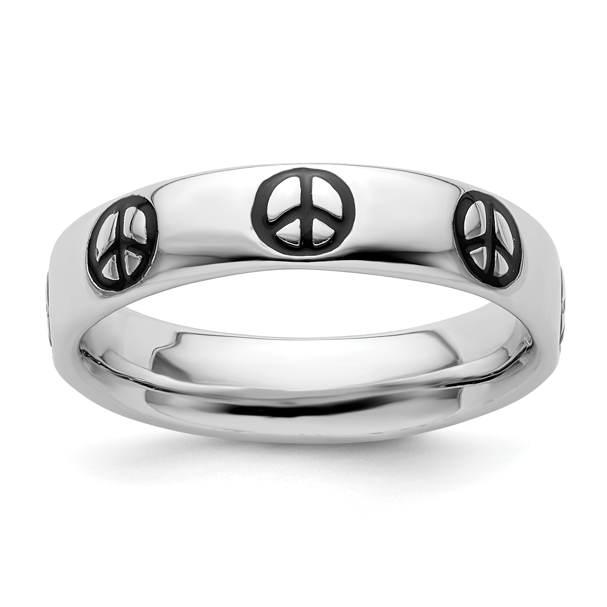 Sterlingsilber Stapelbar Expressions Poliert Emailliert Frieden Zeichen Ring