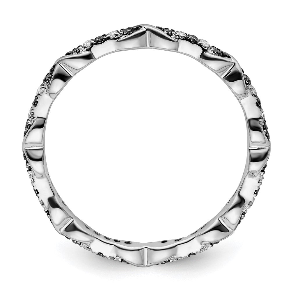 Sterlingsilber Stapelbar Expressions Schwarz & Weiß Diamant Ring