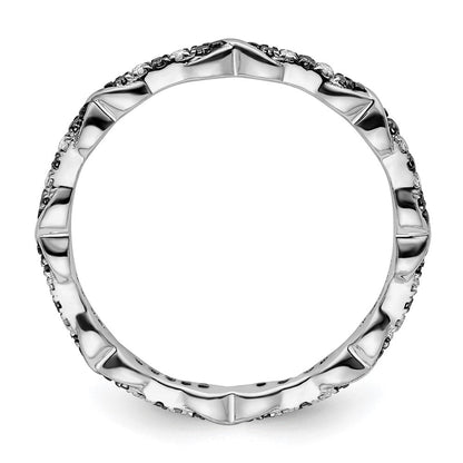 Sterlingsilber Stapelbar Expressions Schwarz & Weiß Diamant Ring