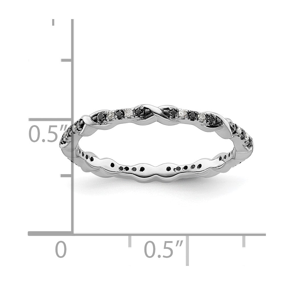 Sterlingsilber Stapelbar Expressions Schwarz & Weiß Diamant Ring