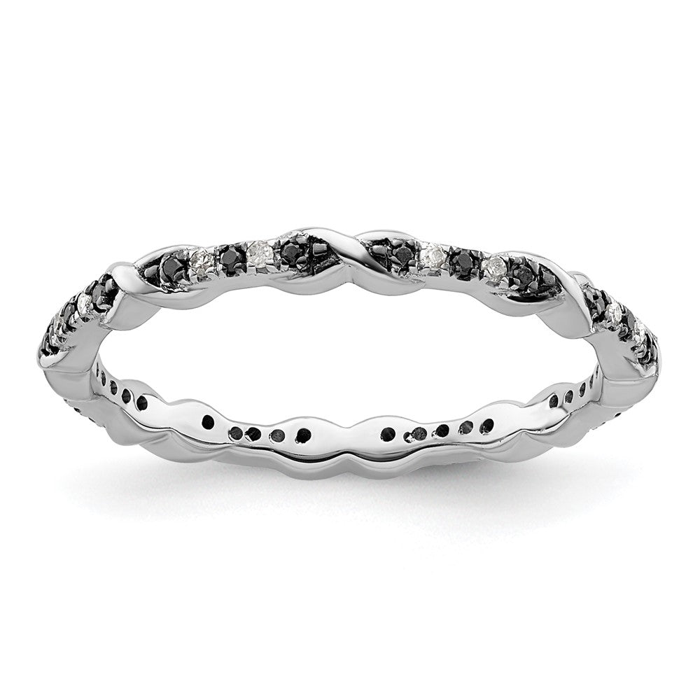 Sterlingsilber Stapelbar Expressions Schwarz & Weiß Diamant Ring