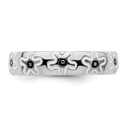 Sterlingsilber Stapelbar Expressions Poliert Emailliert Blume Ring