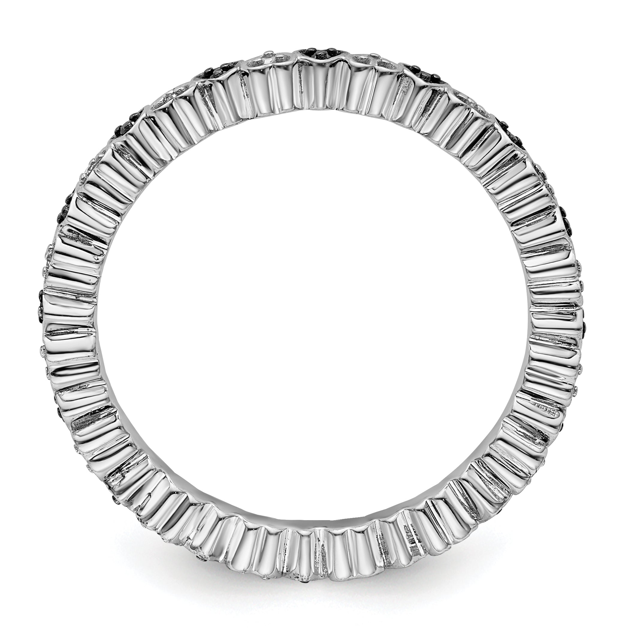 Sterlingsilber Stapelbar Expressions Herzen Schwarz & Weiß Diamant Ring