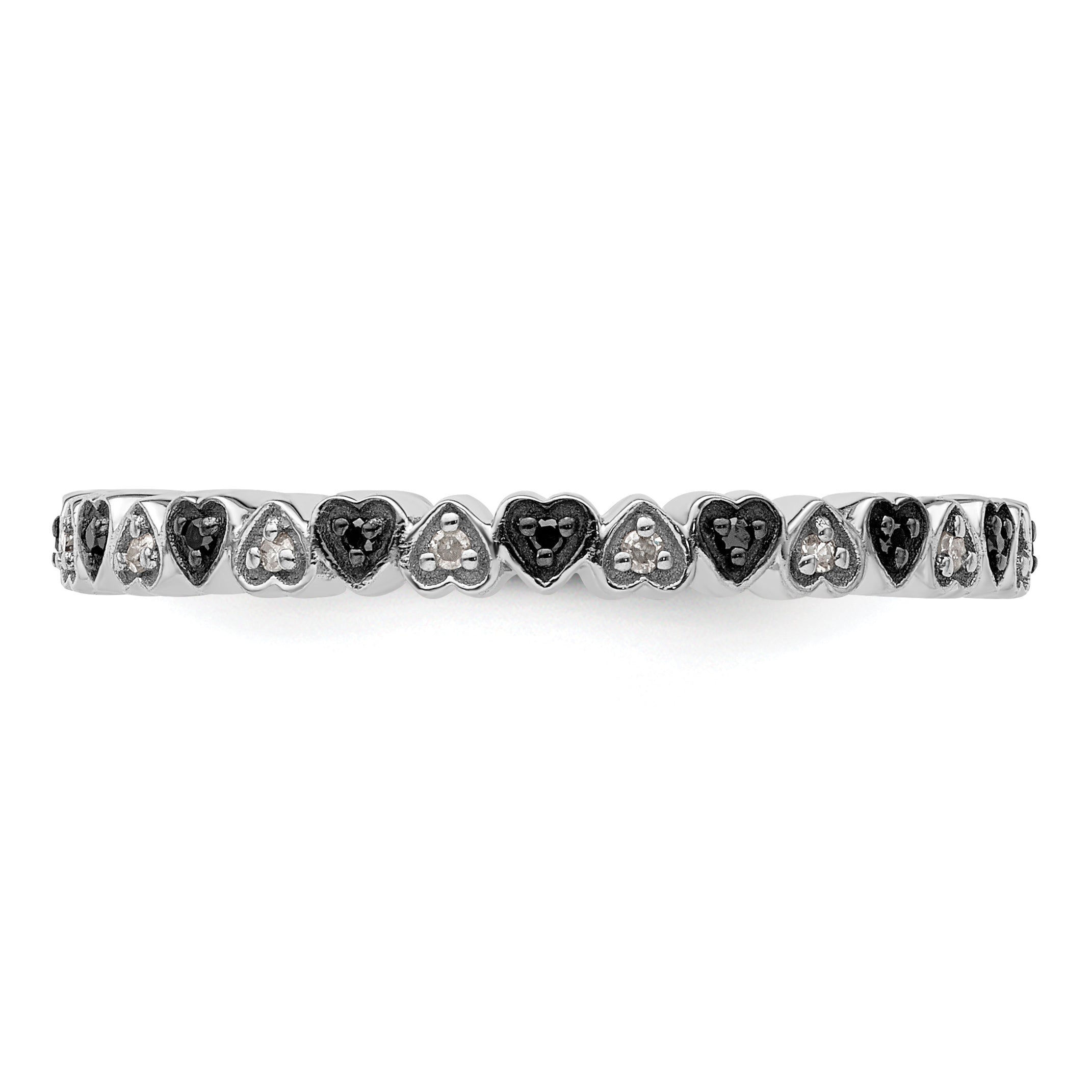 Sterlingsilber Stapelbar Expressions Herzen Schwarz & Weiß Diamant Ring