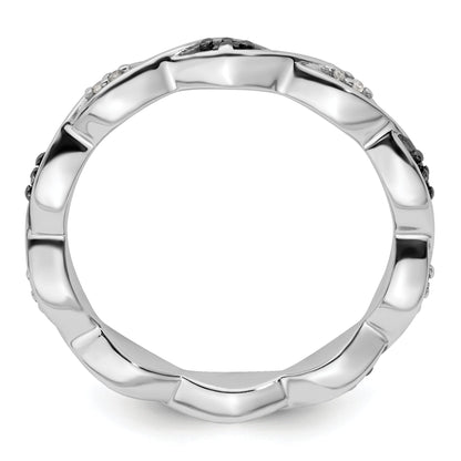 Sterlingsilber Stapelbar Expressions Schwarz & Weiß Diamant Ring