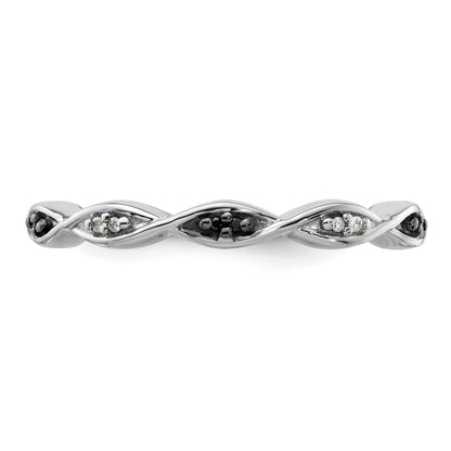 Sterlingsilber Stapelbar Expressions Schwarz & Weiß Diamant Ring
