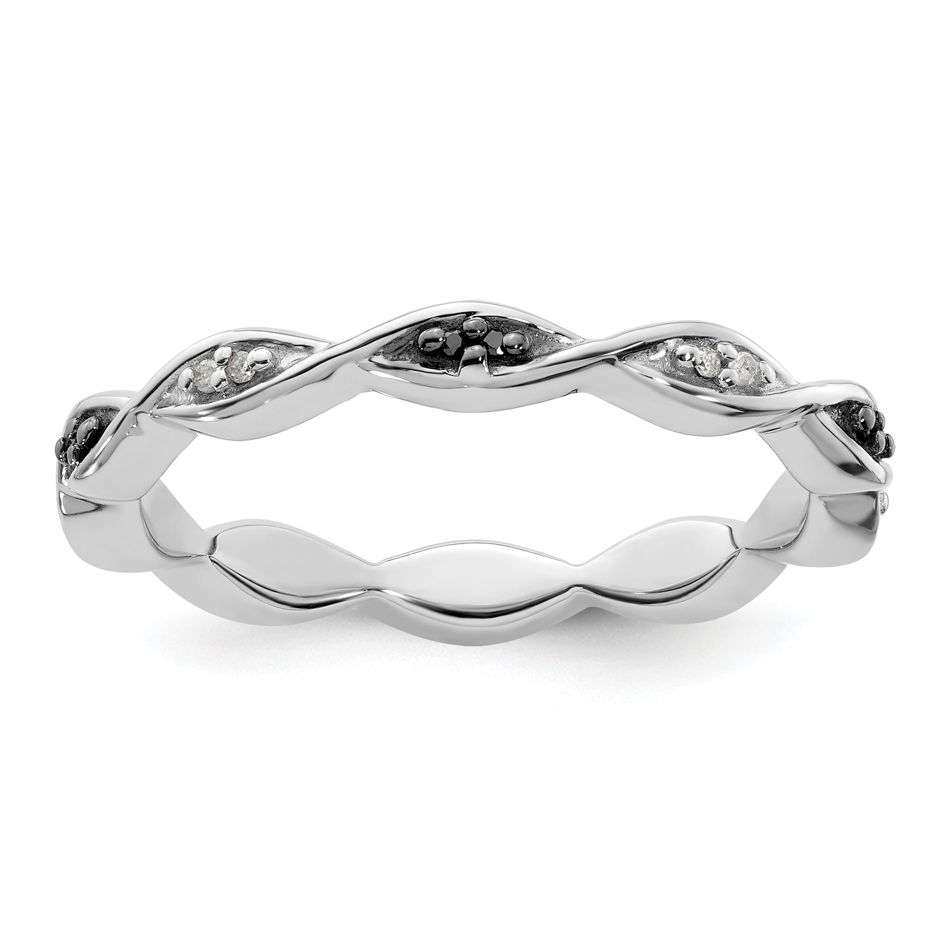 Sterlingsilber Stapelbar Expressions Schwarz & Weiß Diamant Ring