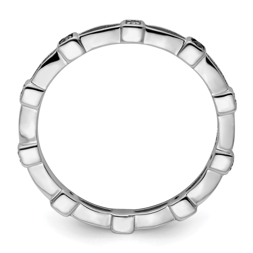 Sterlingsilber Stapelbar Expressions Schwarz & Weiß Diamant Ring
