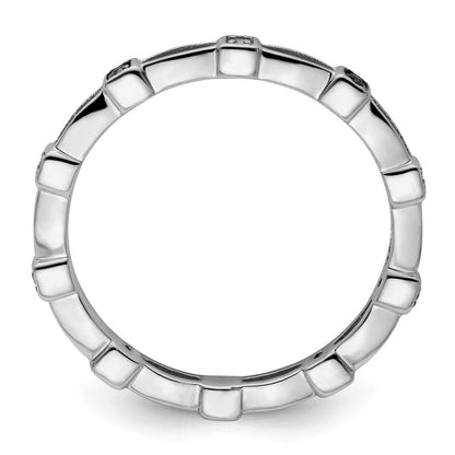Sterlingsilber Stapelbar Expressions Schwarz & Weiß Diamant Ring