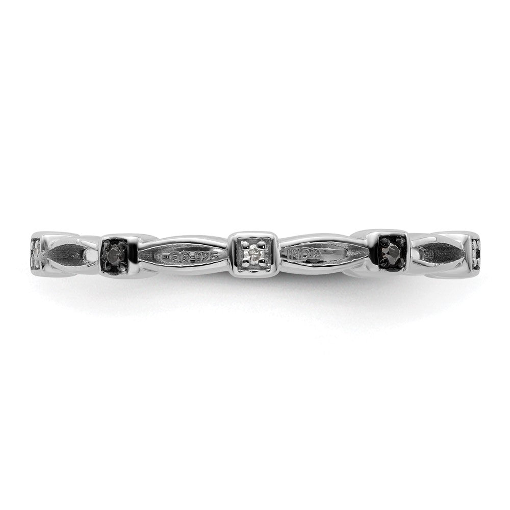 Sterlingsilber Stapelbar Expressions Schwarz & Weiß Diamant Ring