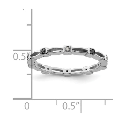 Sterlingsilber Stapelbar Expressions Schwarz & Weiß Diamant Ring