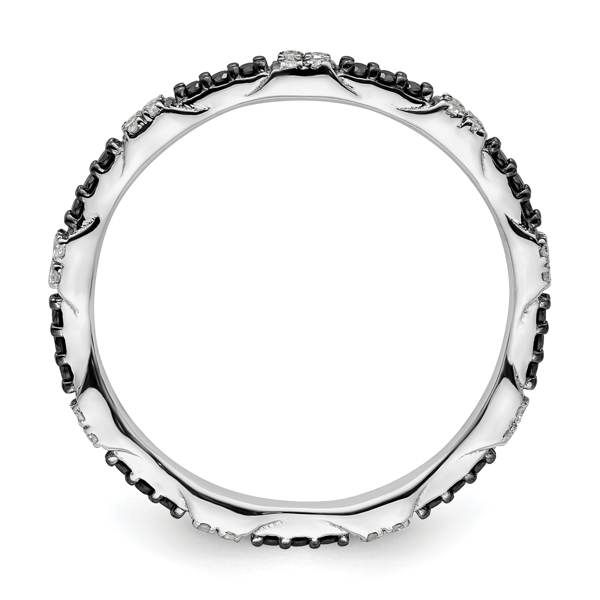Sterlingsilber Stapelbar Expressions Schwarz & Weiß Diamant Ring