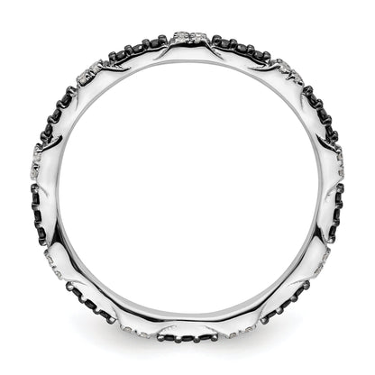 Sterlingsilber Stapelbar Expressions Schwarz & Weiß Diamant Ring