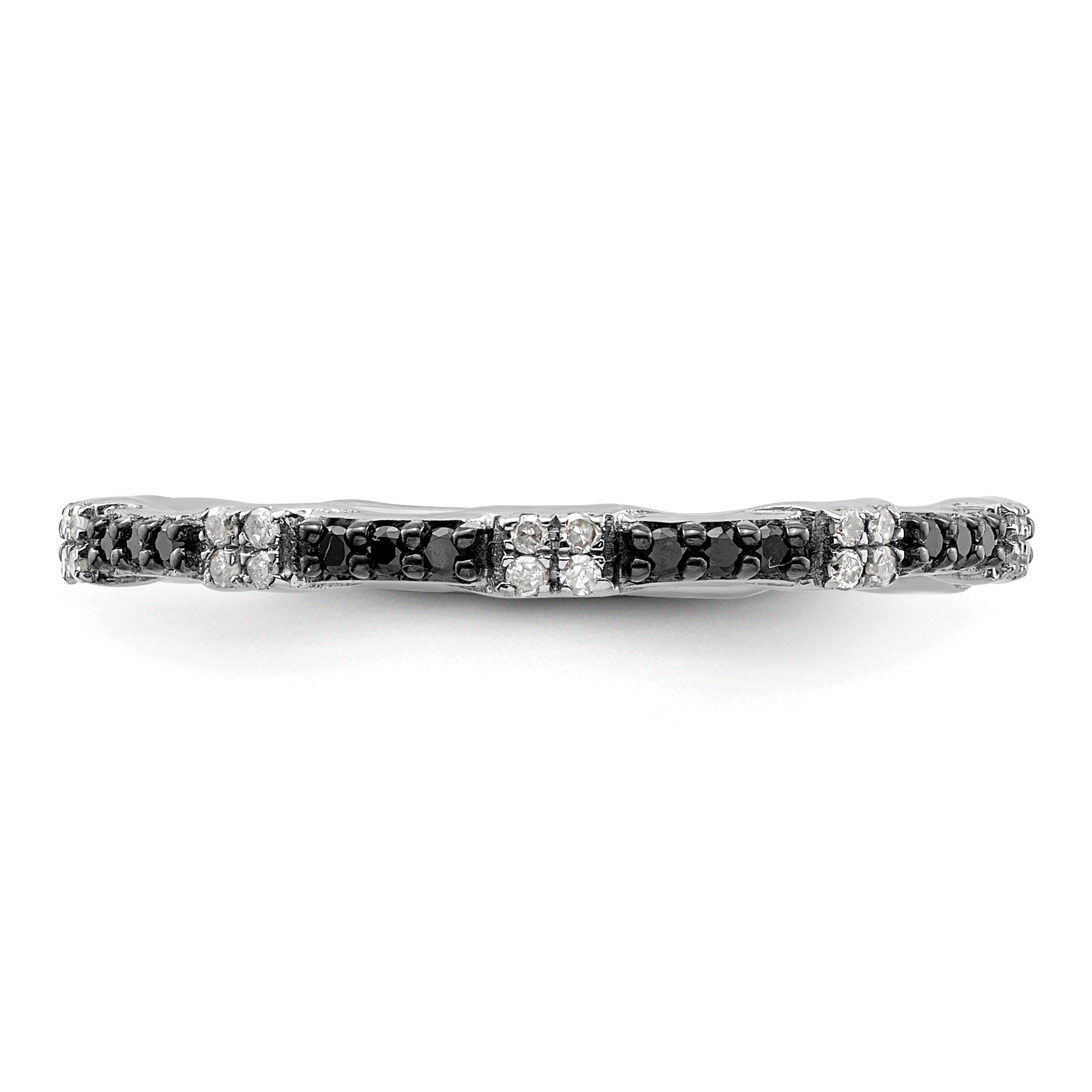 Sterlingsilber Stapelbar Expressions Schwarz & Weiß Diamant Ring