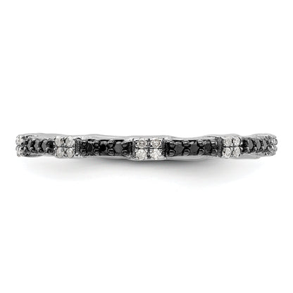 Sterlingsilber Stapelbar Expressions Schwarz & Weiß Diamant Ring
