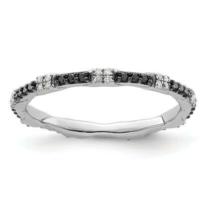 Sterlingsilber Stapelbar Expressions Schwarz & Weiß Diamant Ring