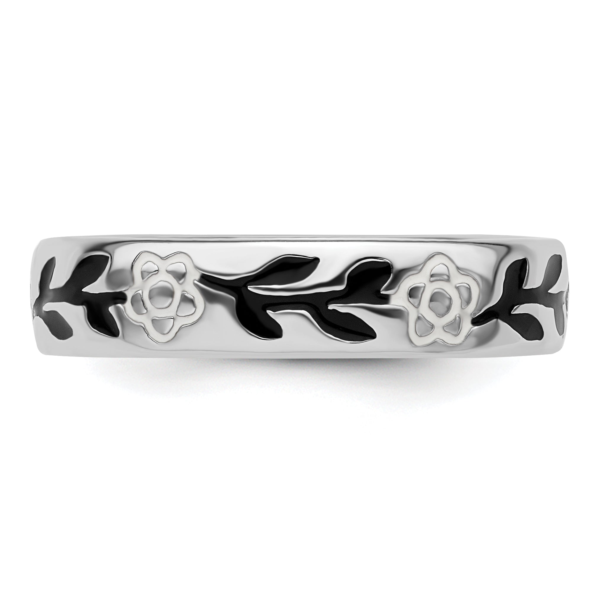 Sterlingsilber Stapelbar Expressions Poliert Emailliert Blume Ring