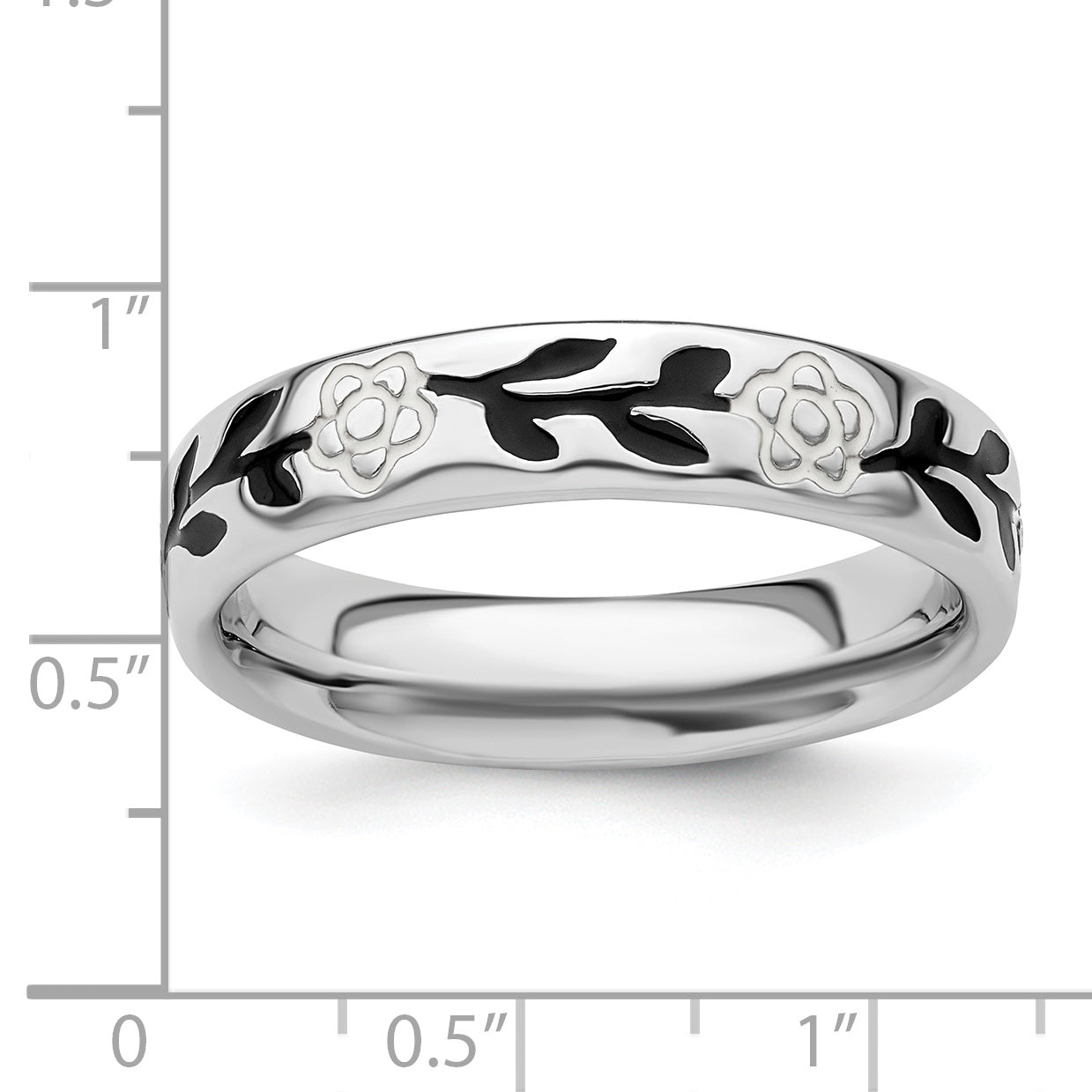 Sterlingsilber Stapelbar Expressions Poliert Emailliert Blume Ring
