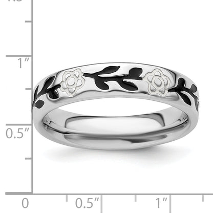 Sterlingsilber Stapelbar Expressions Poliert Emailliert Blume Ring