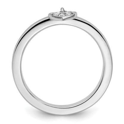 Sterlingsilber Stapelbar Expressions Hängend Herz Diamant Ring