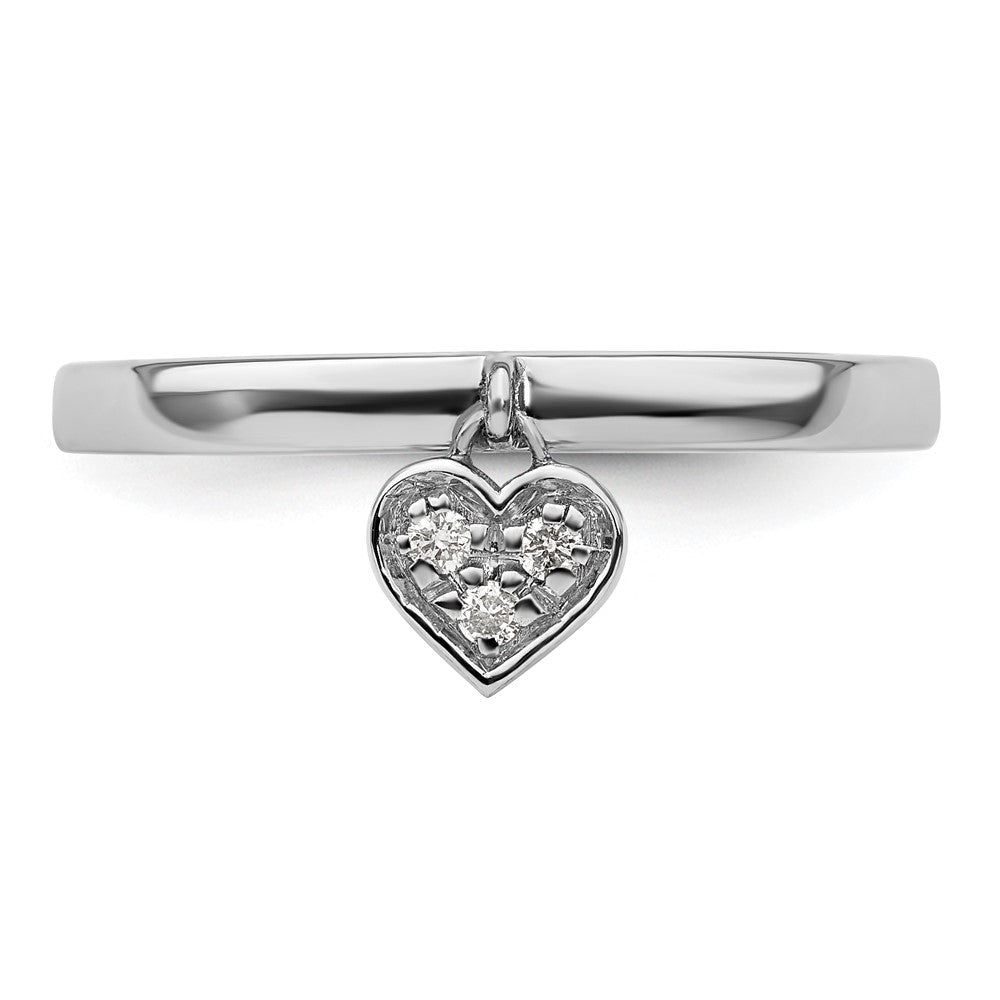 Sterlingsilber Stapelbar Expressions Hängend Herz Diamant Ring