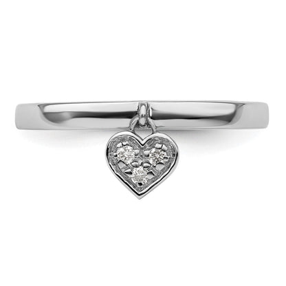 Sterlingsilber Stapelbar Expressions Hängend Herz Diamant Ring