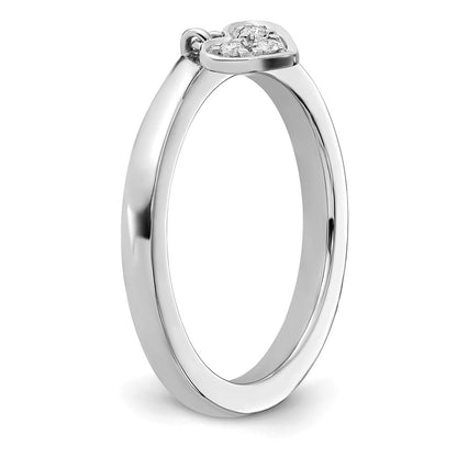 Sterlingsilber Stapelbar Expressions Hängend Herz Diamant Ring
