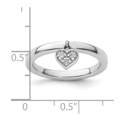 Sterlingsilber Stapelbar Expressions Hängend Herz Diamant Ring