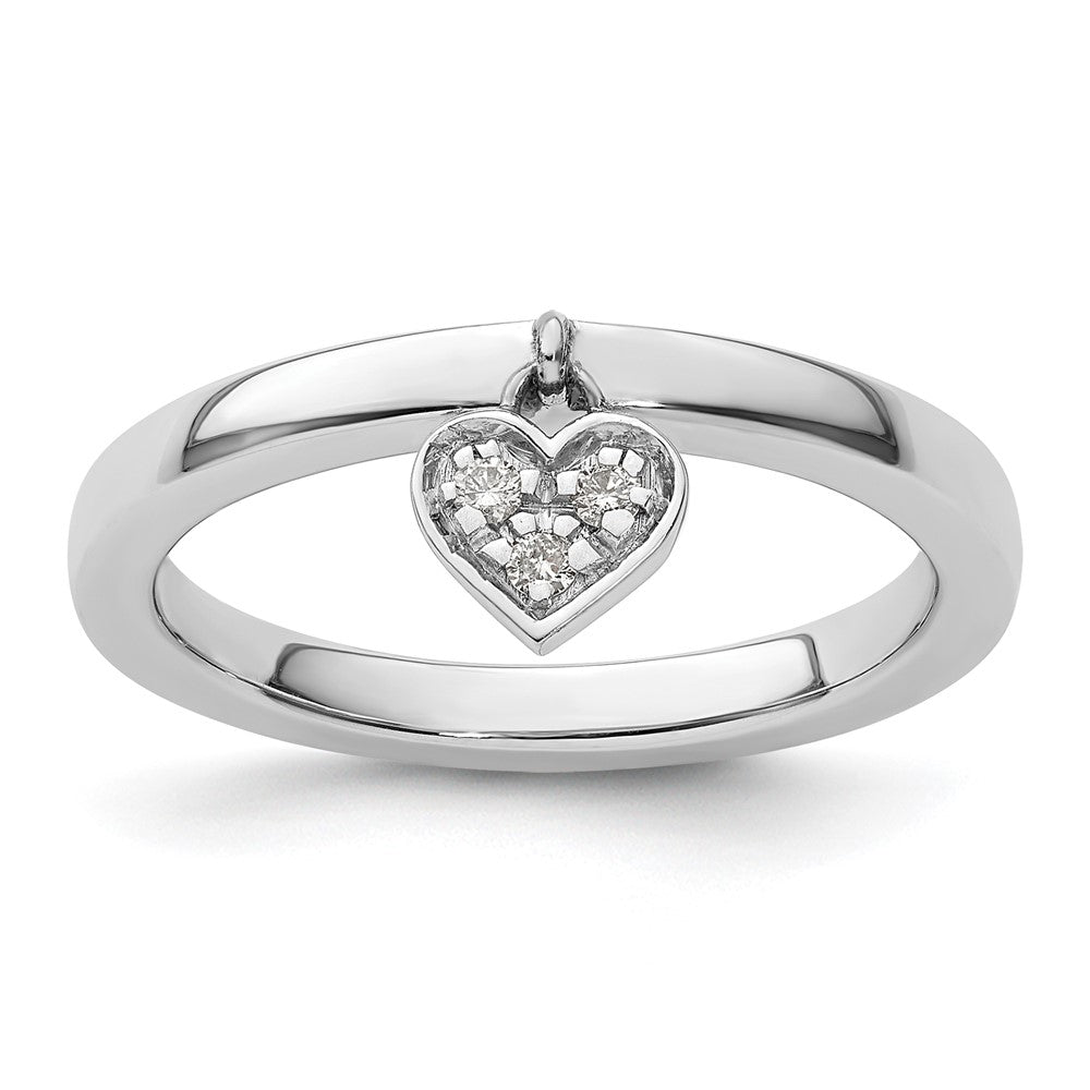 Sterlingsilber Stapelbar Expressions Hängend Herz Diamant Ring