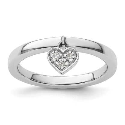 Sterlingsilber Stapelbar Expressions Hängend Herz Diamant Ring