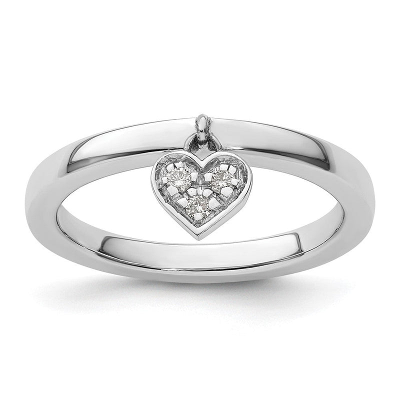 Sterlingsilber Stapelbar Expressions Hängend Herz Diamant Ring