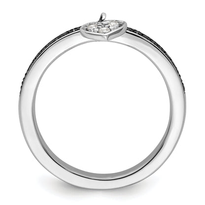 Sterlingsilber Stapelbar Expressions Herz Schwarz & Weiß Diamant Ring