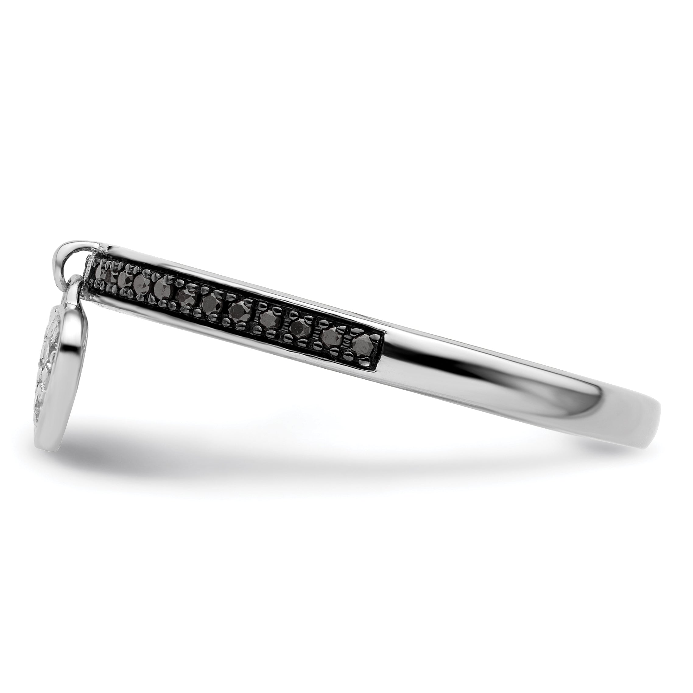 Sterlingsilber Stapelbar Expressions Herz Schwarz & Weiß Diamant Ring