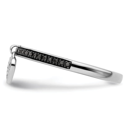 Sterlingsilber Stapelbar Expressions Herz Schwarz & Weiß Diamant Ring