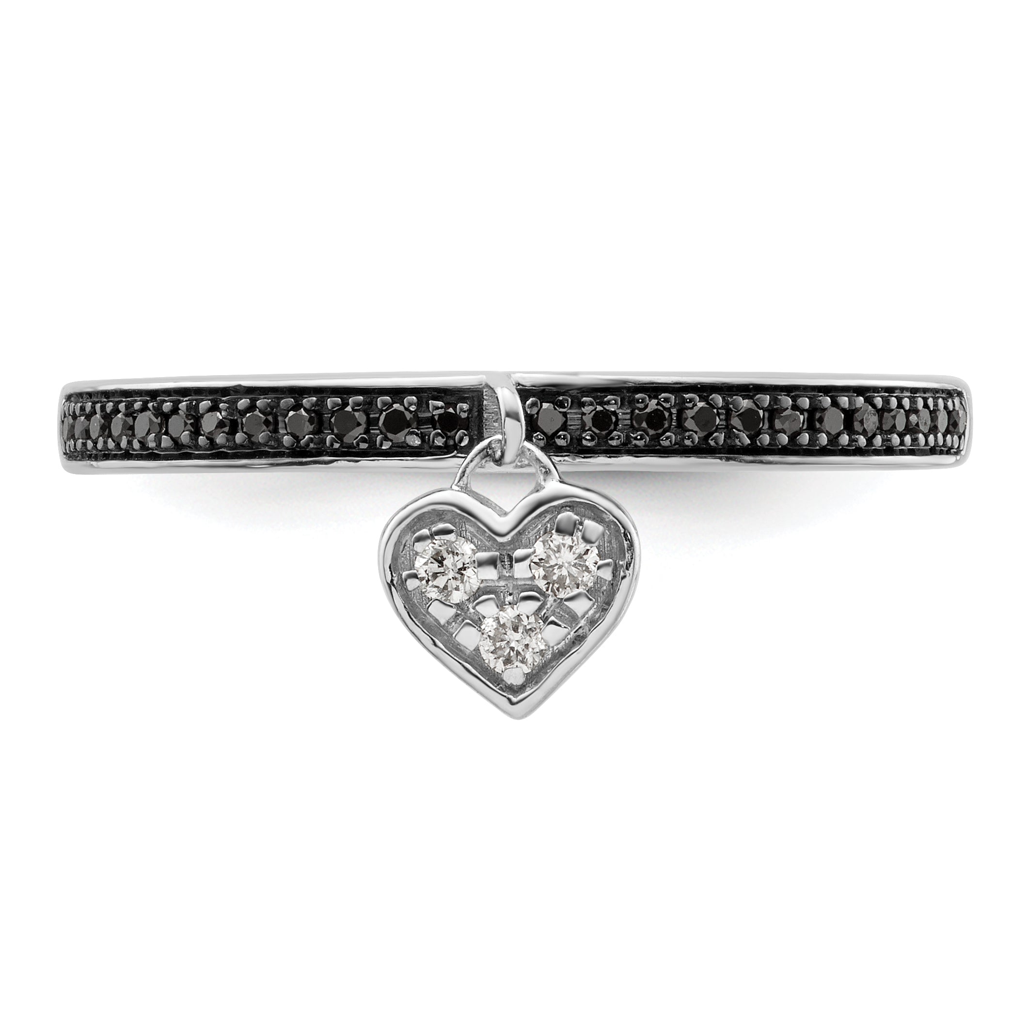 Sterlingsilber Stapelbar Expressions Herz Schwarz & Weiß Diamant Ring
