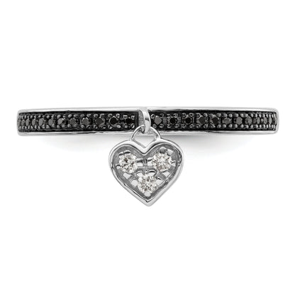 Sterlingsilber Stapelbar Expressions Herz Schwarz & Weiß Diamant Ring