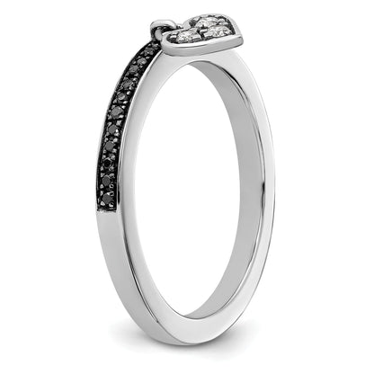 Sterlingsilber Stapelbar Expressions Herz Schwarz & Weiß Diamant Ring