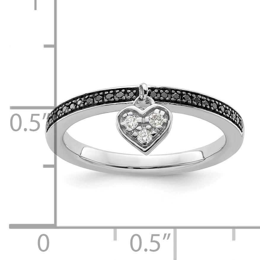 Sterlingsilber Stapelbar Expressions Herz Schwarz & Weiß Diamant Ring